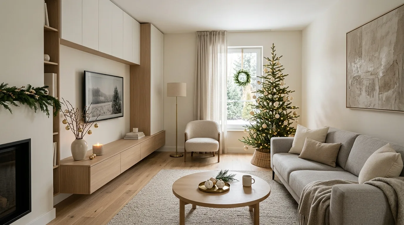Use ceramics and glass to add quiet seasonal texture inspiration for a minimalist holiday interior.